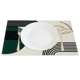 Lofaris Modern Green Black and Gray Geometric Set of 4 Placemats for Contemporary Abstract Dining Decor